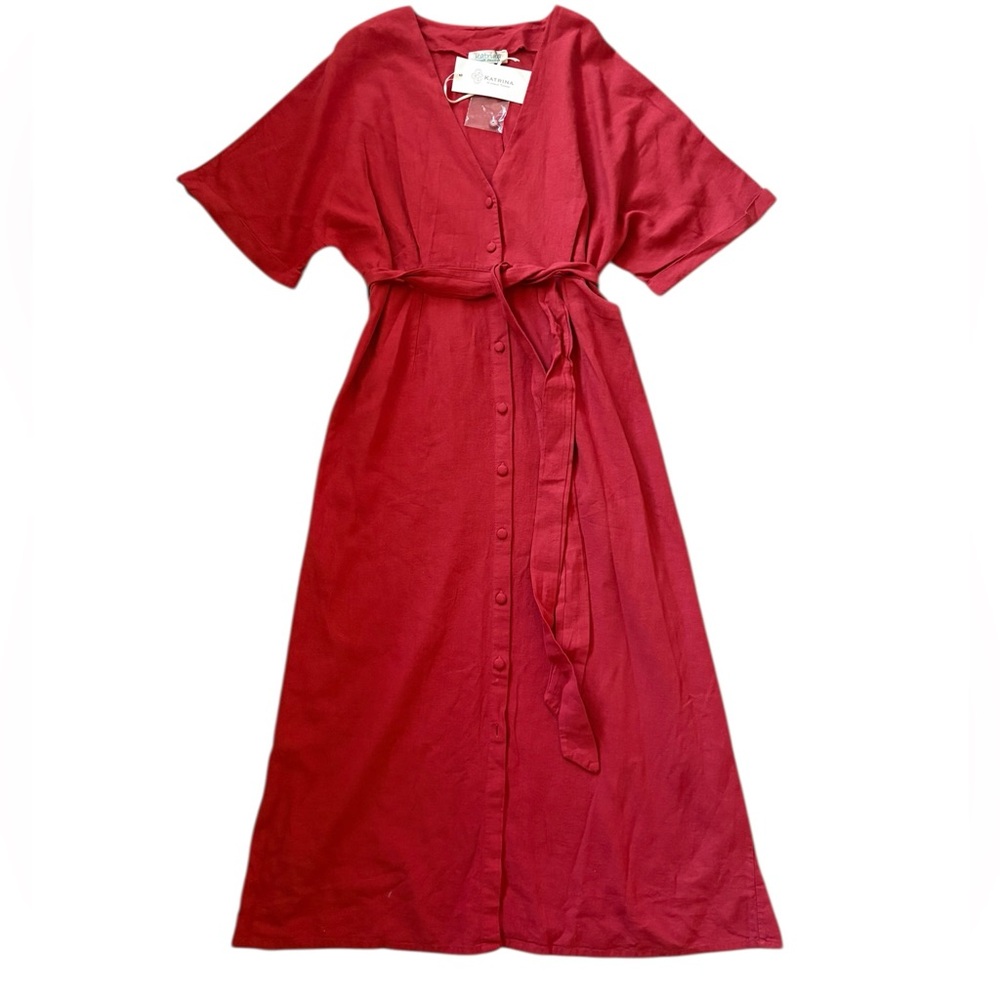 Katrina Cinque Terre Made In Italy Mediterranean Linen Blend Maxi Dress XL